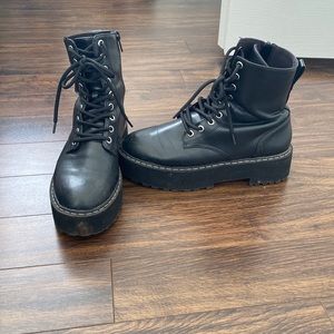 Laced up pump boots